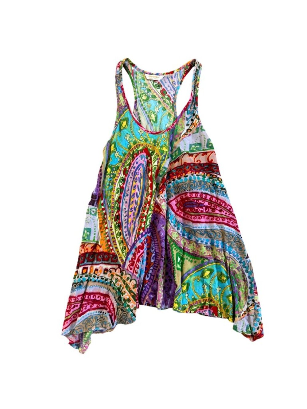 Jams World Women's Sz Small Multicolor Paisley Tank Top Vibrant Boho Style